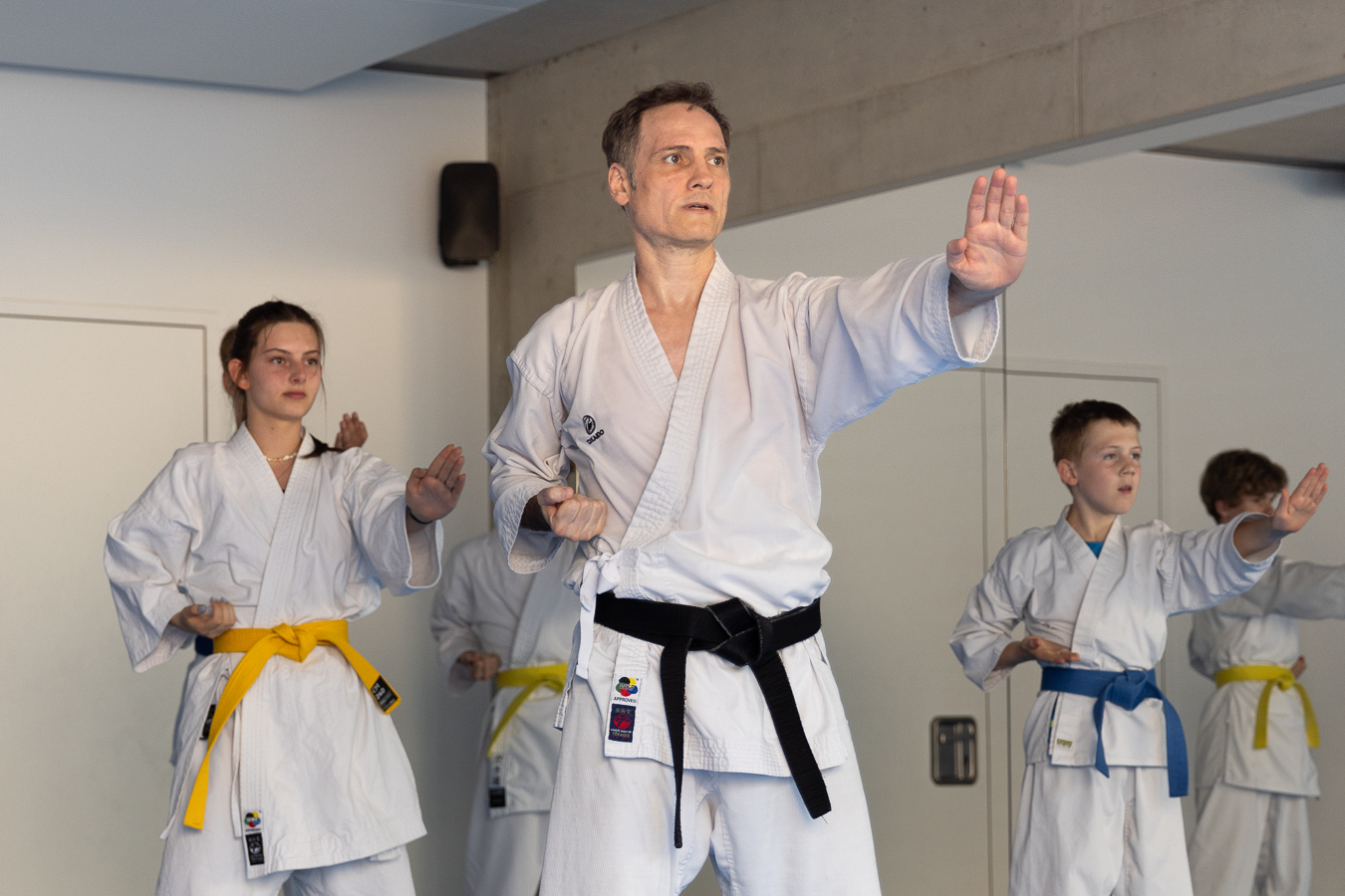 Karatekas trainieren im Dojo